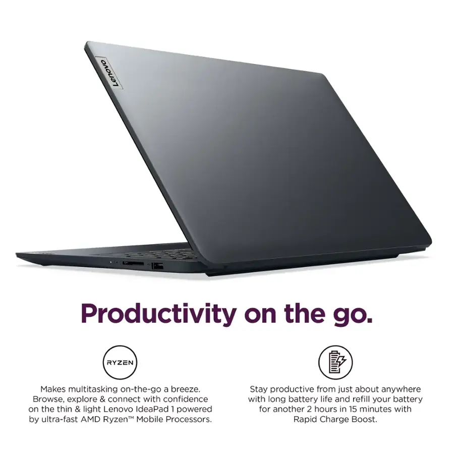 Lenovo - Ordinateur portable IdeaPad 1 15,6" Full HD tactile - AMD Ryzen 5 7520U - 8 Go de mémoire - SSD 256 Go - Bleu abysse